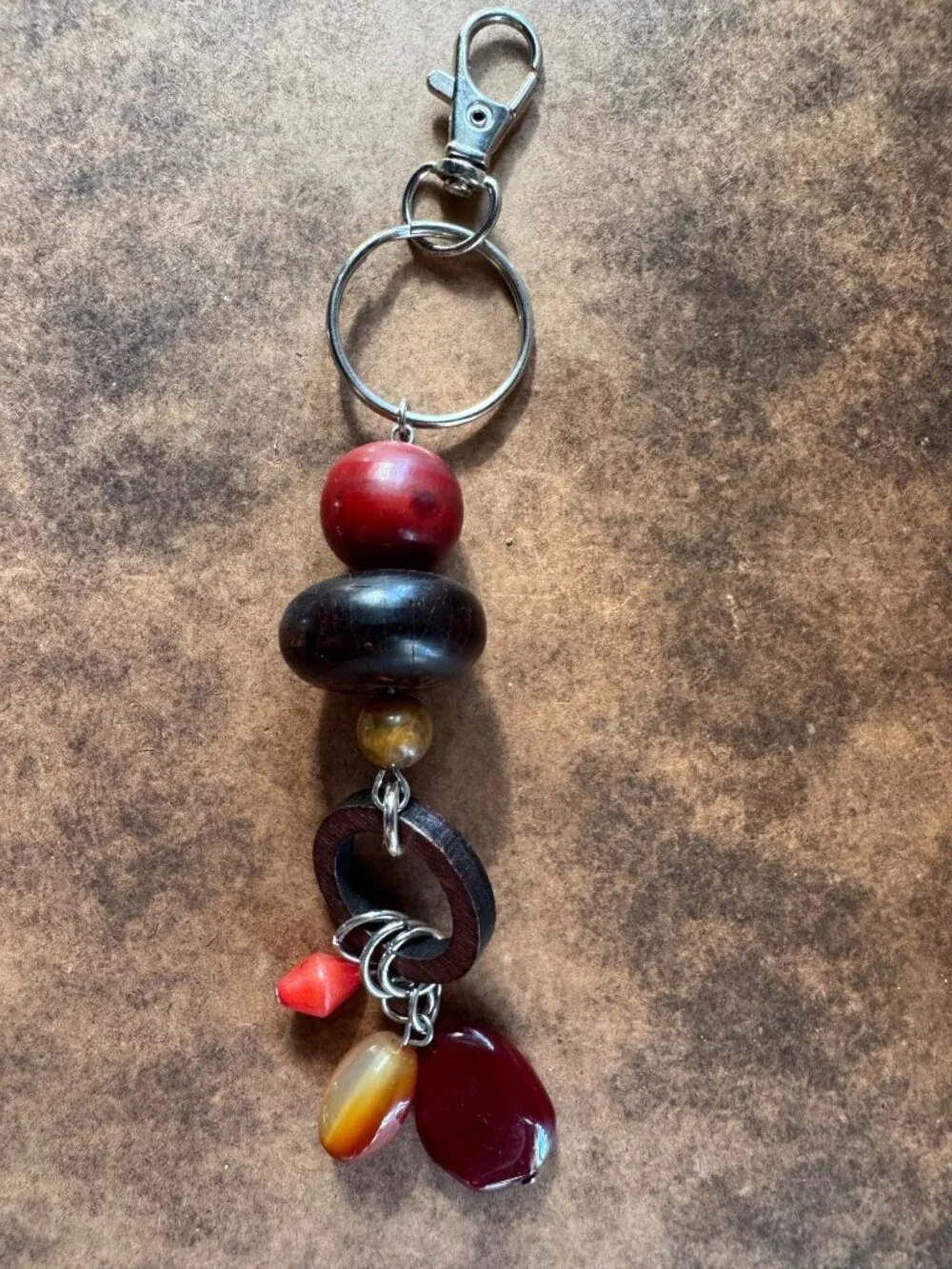 Boho keychain/purse charm with carnelian